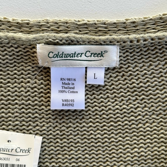 Coldwater Creek Tape Yarn Cardigan Sage Green V-neck Button Up Women’s Large NWT - Picture 5 of 10